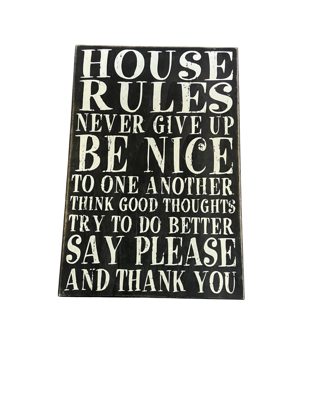 House Rules Wooden Farmhouse Style Wall Sign - Black & White
